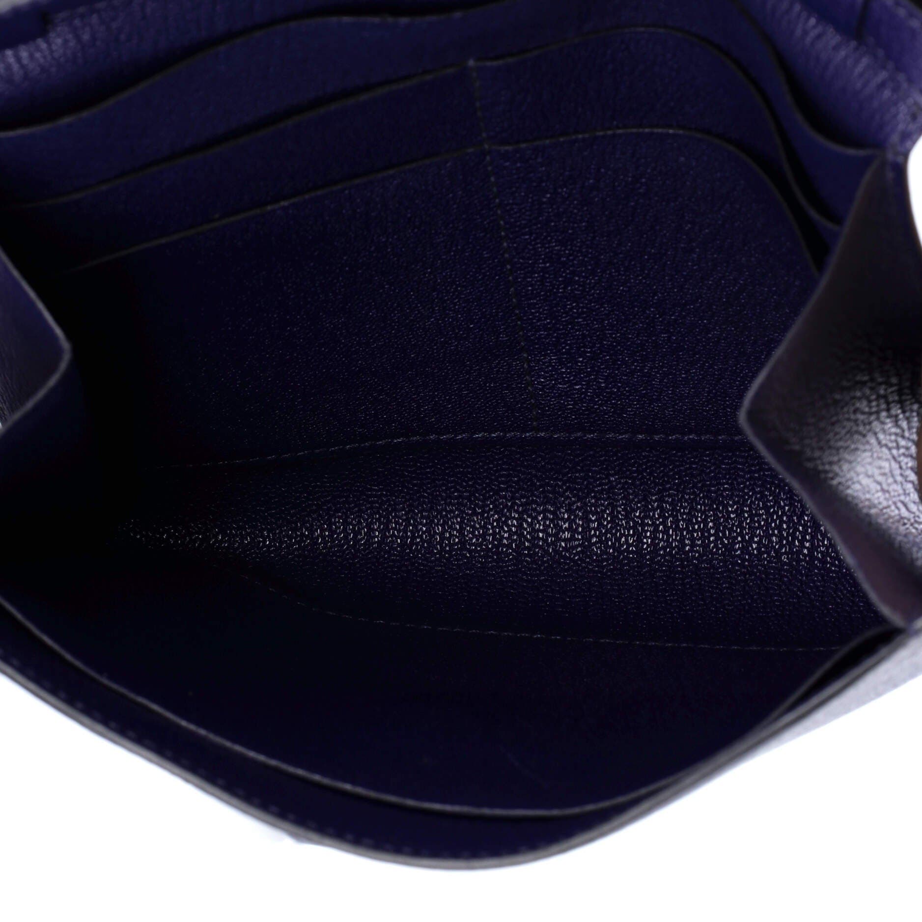 Pre-Owned Hermes Clic Wallet on Strap Chevre Mysore 16, Alternate, color, Bleu Encre