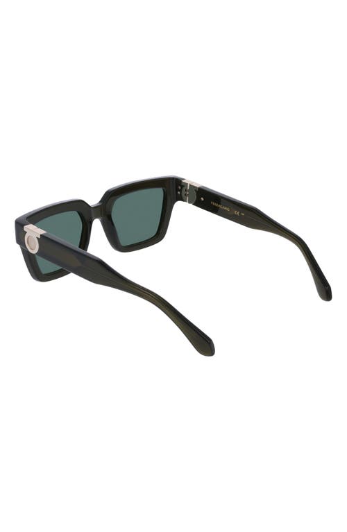 Ferragamo 52mm Square Sunglasses In Transparent Dark Green