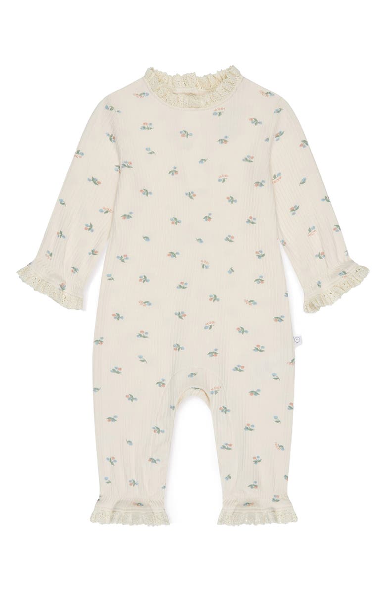 MORI Floral Crochet Accent Rib Romper, Main, color, 