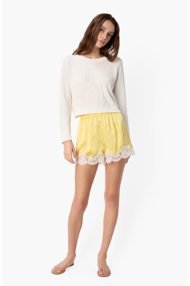 Anora Silk Shorts, Alternate, color, CUSTARD