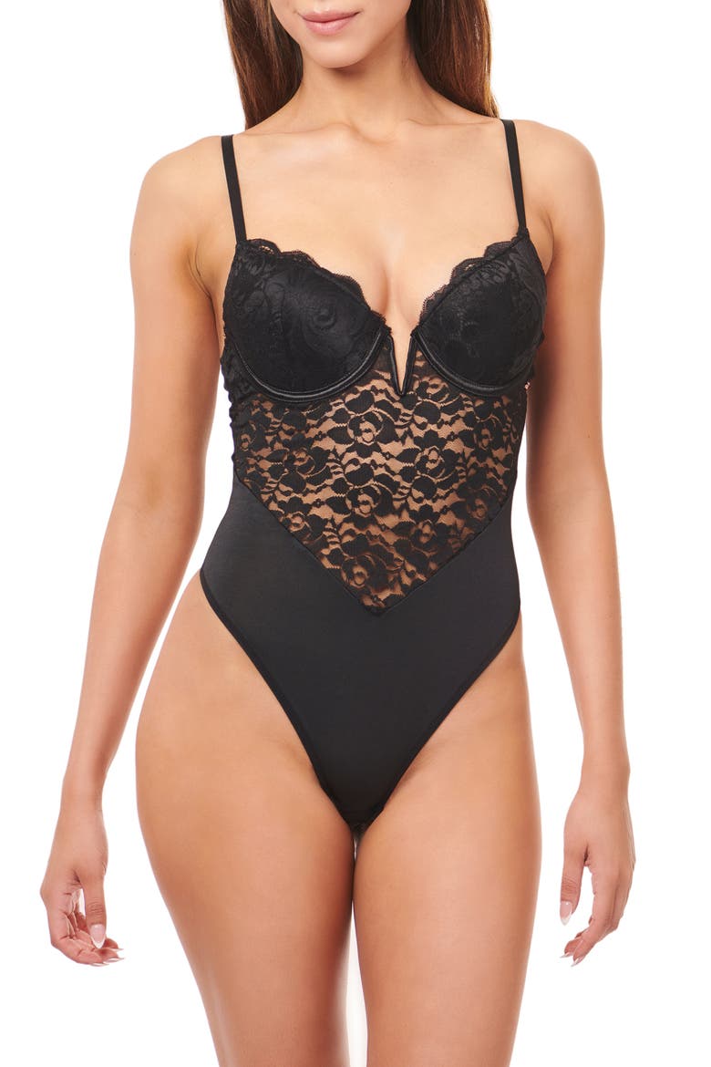 Soft Cup Plunge Teddy, Main, color, BLACK