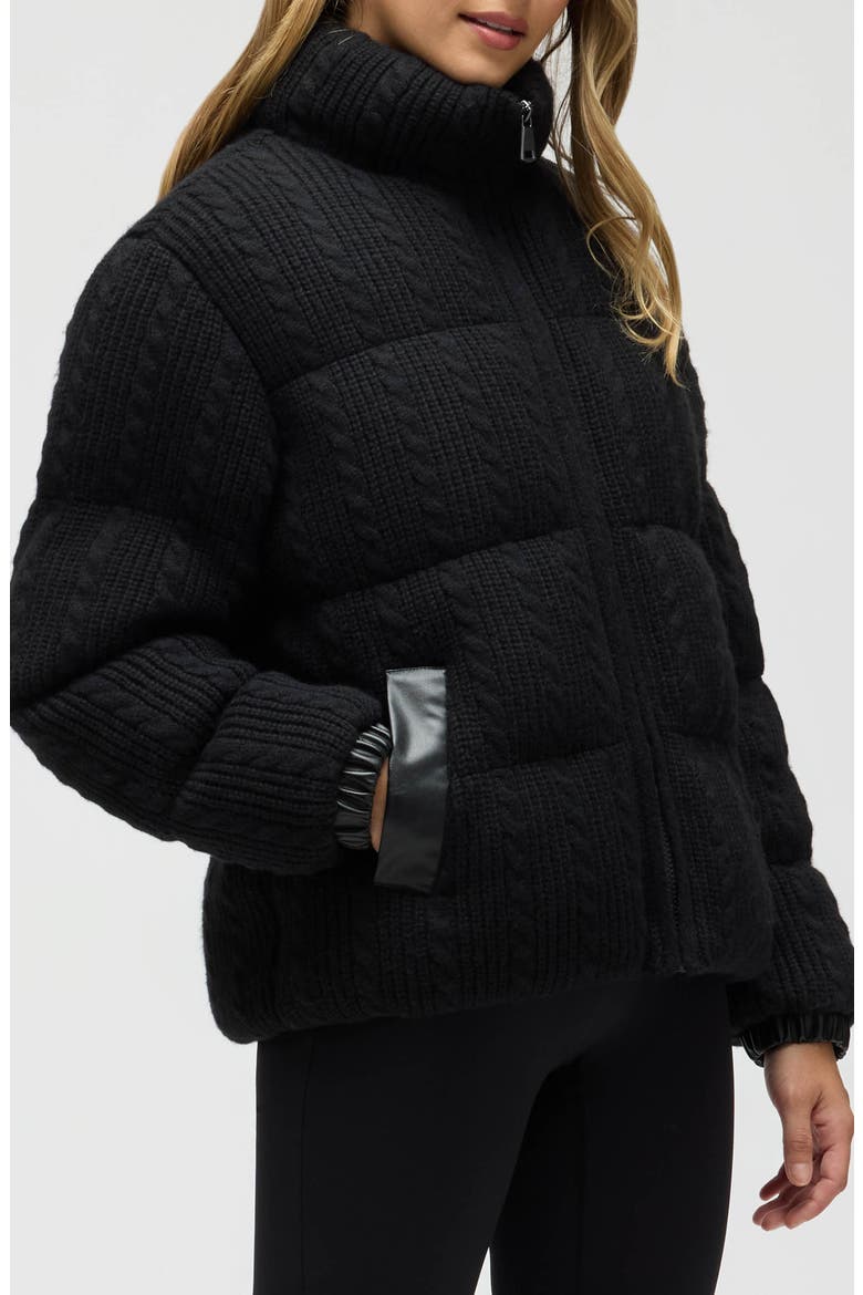 Cable Stitch Channel Quilted Puffer Jacket, Alternate, color, BLACK