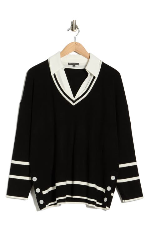 V-Neck Twofer Sweater Top