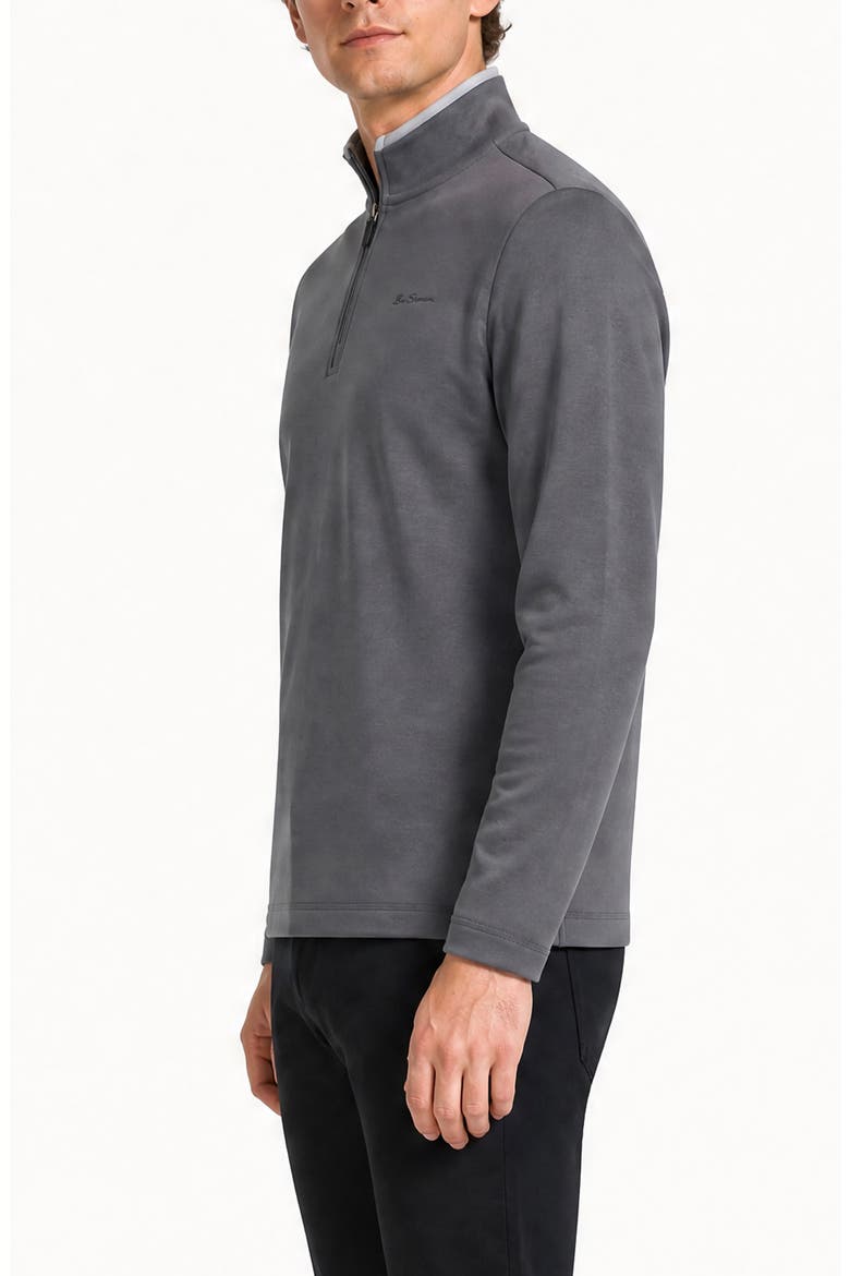Textured Knit Quarter Zip Pullover, Alternate, color, DARK GREY