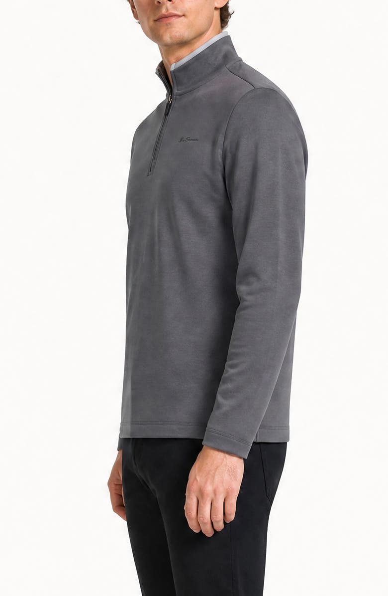 Ben Sherman Textured Knit Quarter Zip Pullover, Alternate, color, Dark Grey