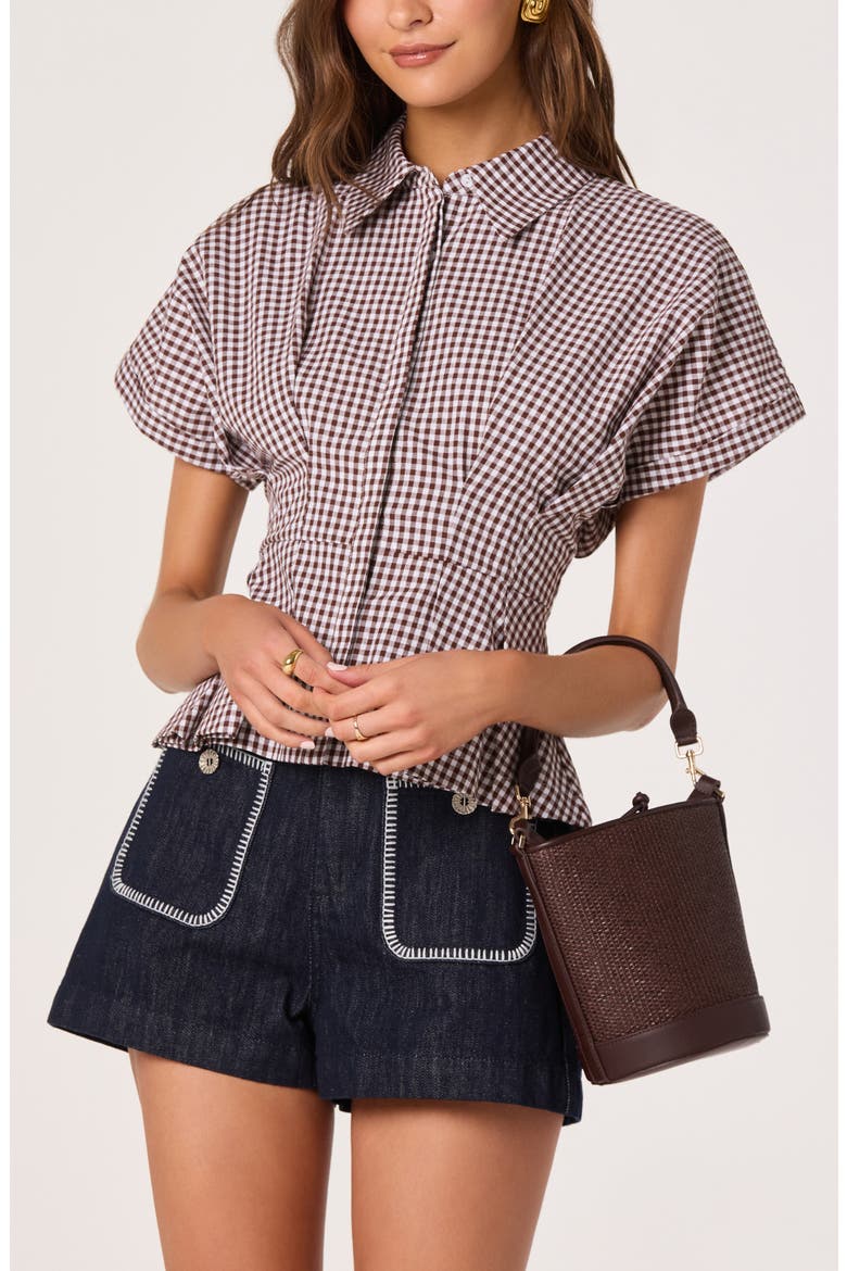 Bobbie Stitch Detail High Waist Shorts, Alternate, color, DARK DENIM
