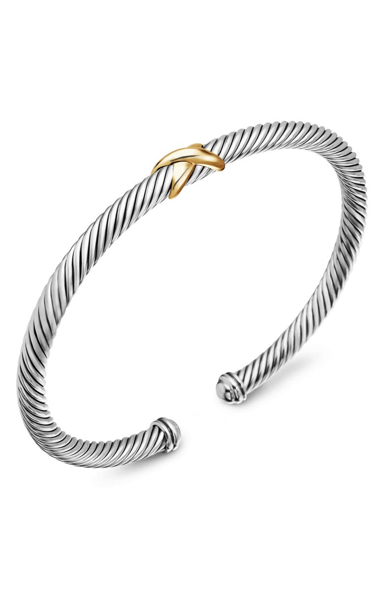 David Yurman X Classic Cable Station Bracelet in Sterling Silver with 14K Gold, 4mm, Alternate, color, Two Tone