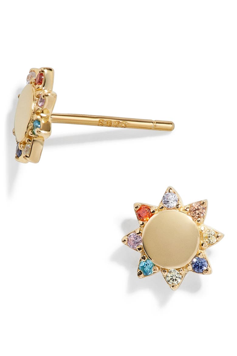 Fiore 18K Gold Vermeil Flower Stud Earrings, Main, color, GOLD