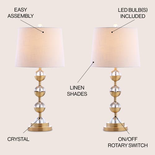 Jonathan Y Avery Crystal Led Table Lamp In Clear/brass Gold