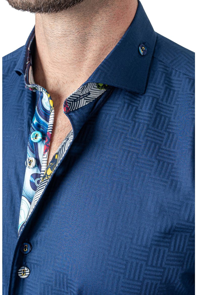 Einstein Cubic Blue Contemporary Fit Button-Up Shirt, Alternate, color, BLUE