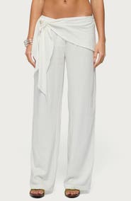 EDIKTED Suki Belted Sarong Cotton & Linen Pants