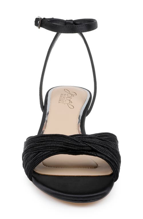 Jewel Badgley Mischka Nance Ankle Strap Kitten Heel Sandal In Black Satin