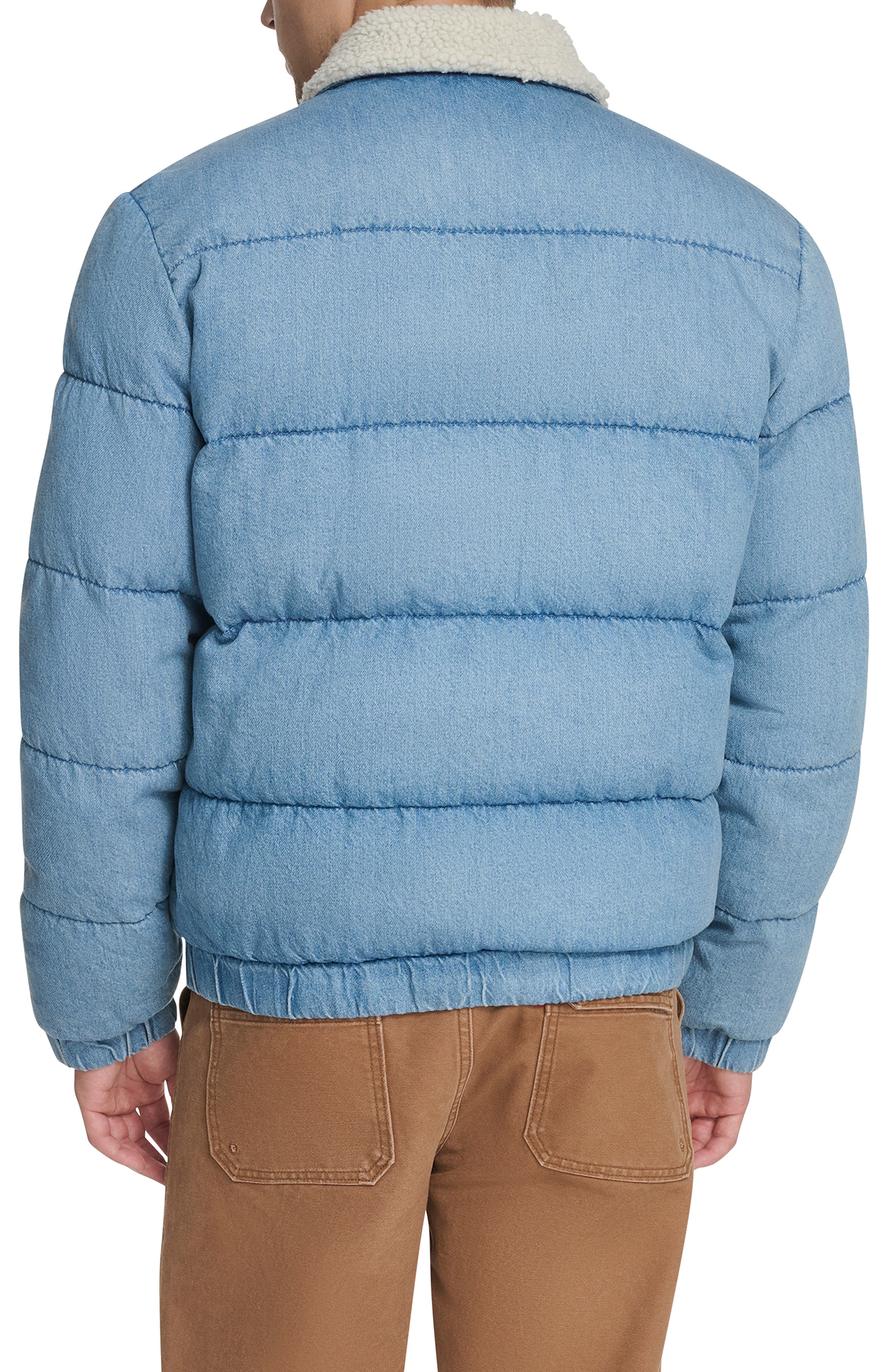 Quilted Denim Jacket with Fleece Collar - image 2