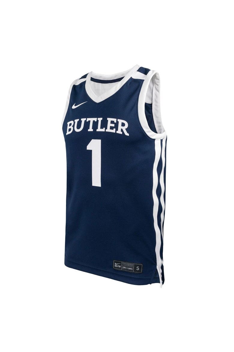 Men's Nike #1 Navy Butler Bulldogs Replica Basketball Jersey, Alternate, color, Navy