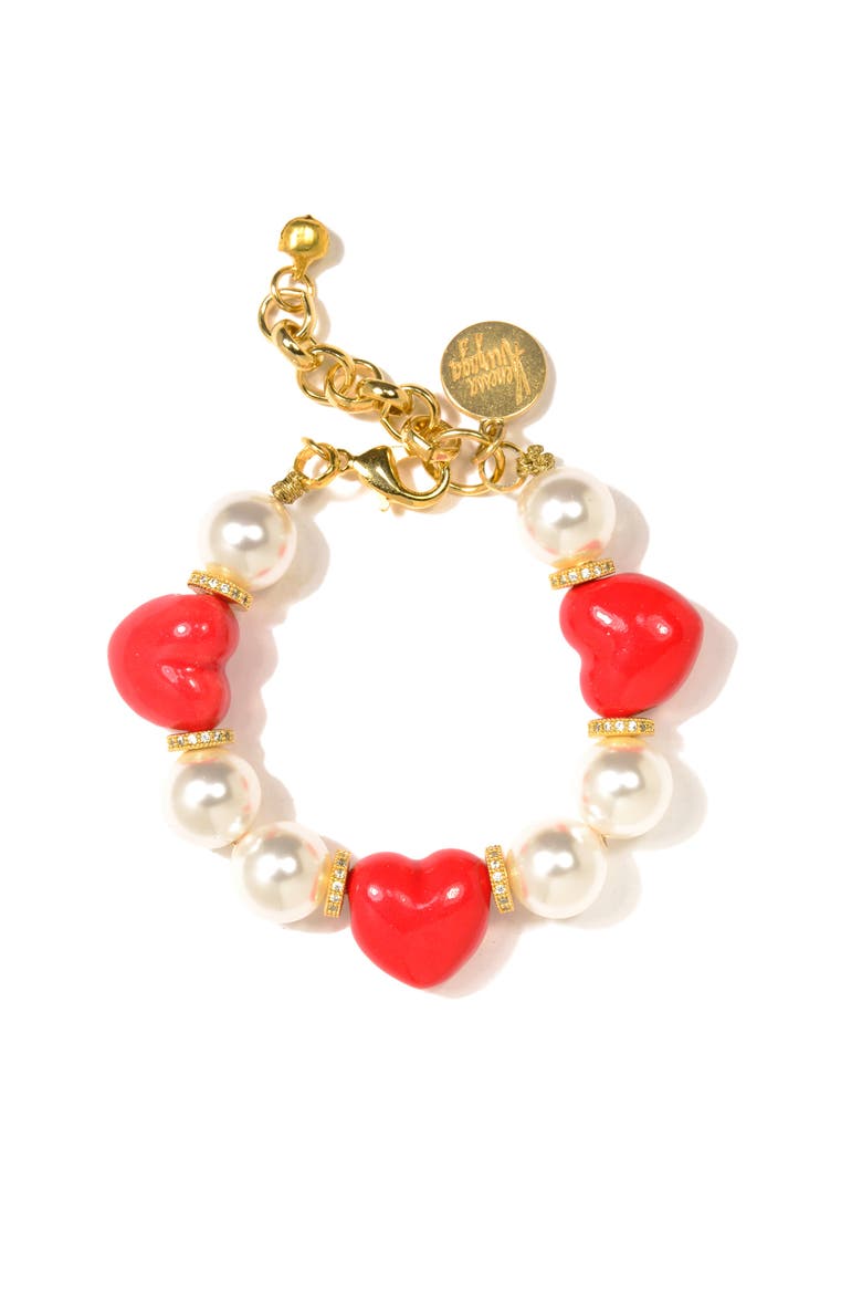 Heart to Heart Pearl Bracelet, Main, color, White
