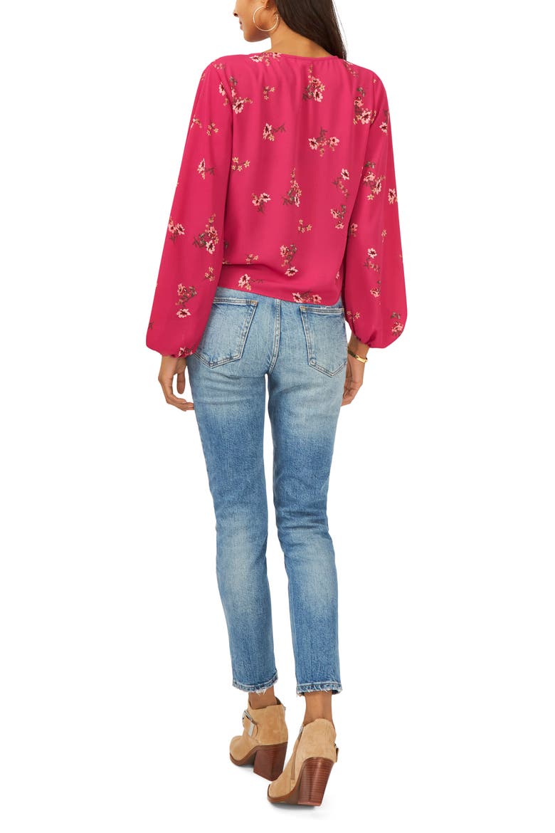 Floral Ruched Front Blouse, Alternate, color, FUCHSIA PINK