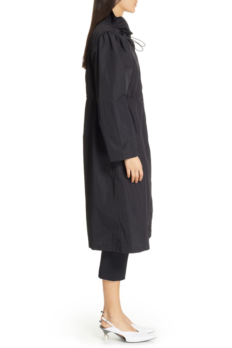 Ruffle Collar Raincoat, Alternate, color, BLACK