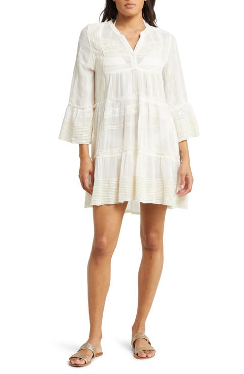 Metallic Long Sleeve Cover-Up Midi Dress