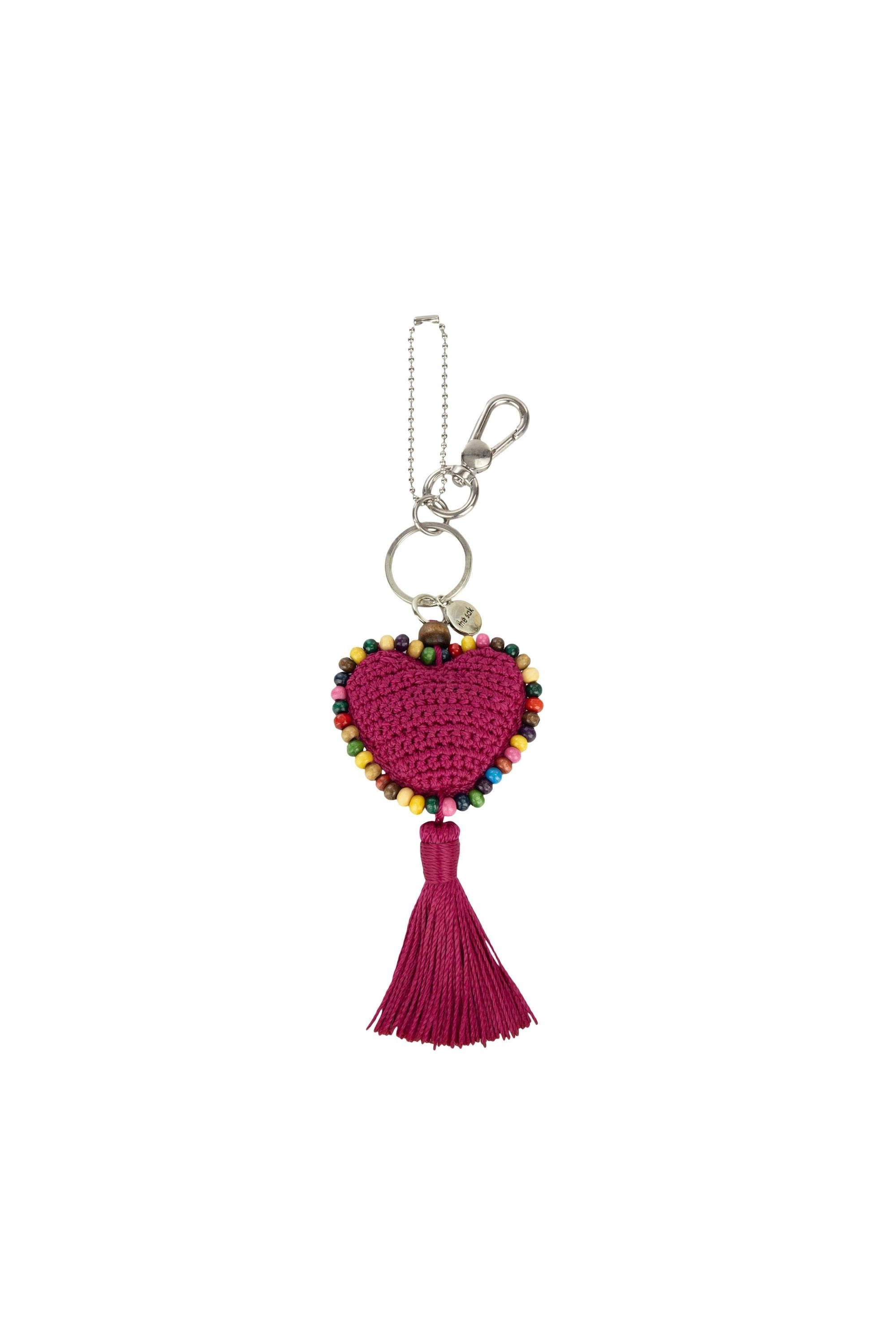 The Sak Yarnicharmz Crochet Heart Dangle, Alternate, color, Pinkberry