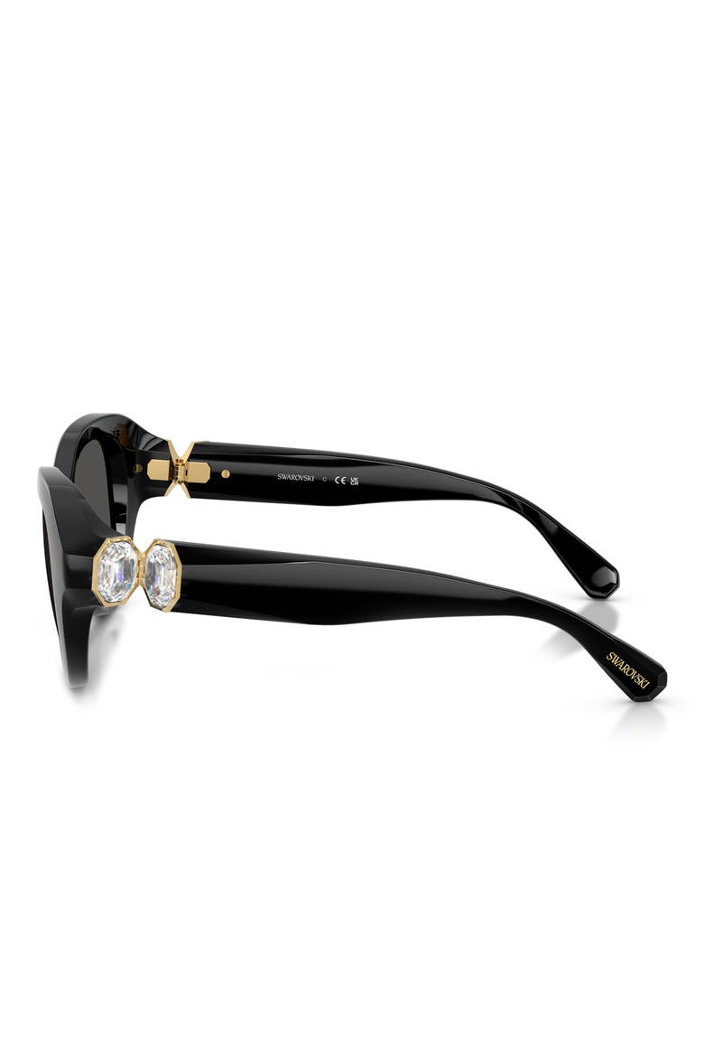 50mm Small Round Sunglasses, Alternate, color, BLACK / DARK GREY