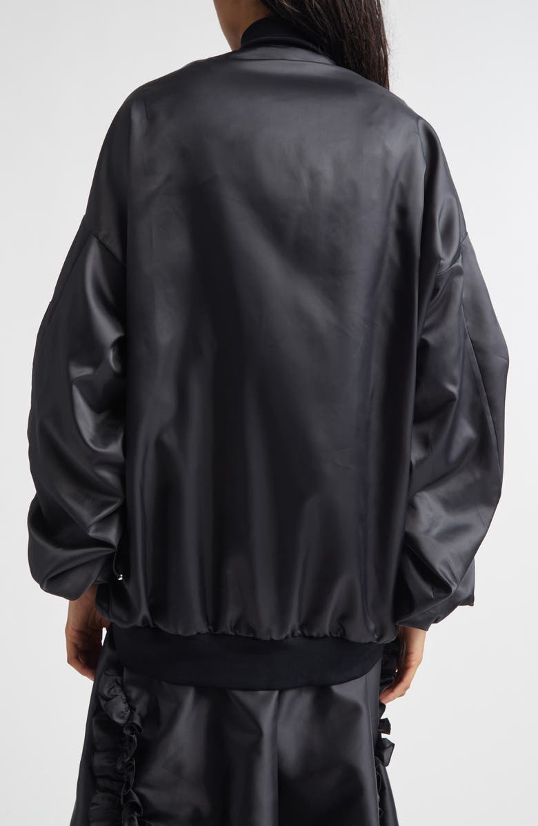Noir Kei Ninomiya Drawcord Ruffle Twill Bomber Jacket, Alternate, color, Black