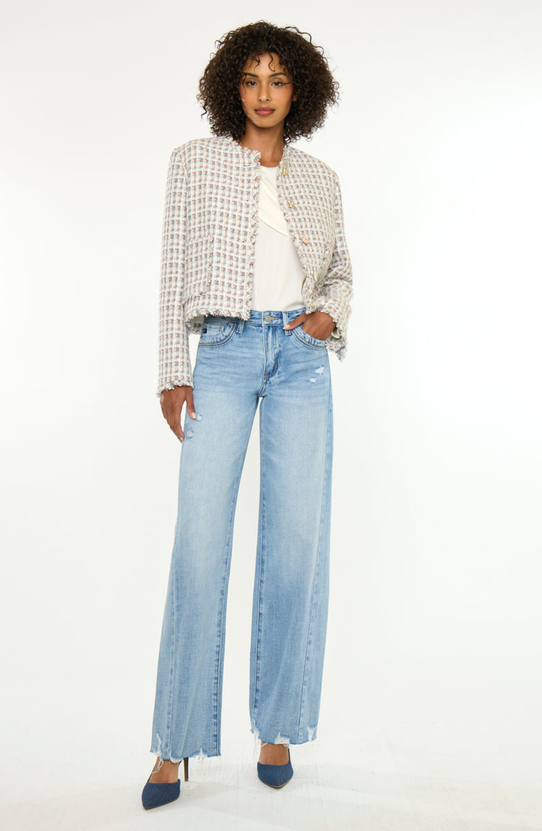KanCan Selma Mid Rise Wide Jeans, Main, color, Medium Light