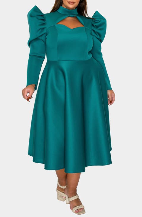 Isabella Neoprene Midi Dress (Plus)