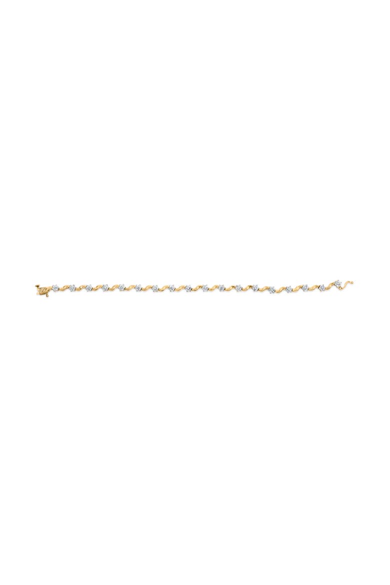 10k Yellow Gold 1.00 Cttw Round-Cut Diamond Floral S-Link 7.50" Bracelet, Alternate, color, Yellow