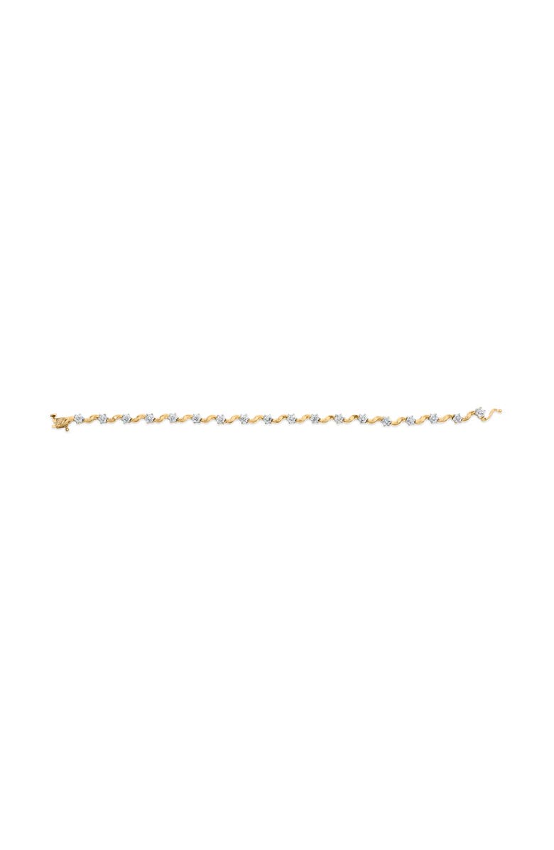 Haus of Brilliance 10k Yellow Gold 1.00 Cttw Round-Cut Diamond Floral S-Link 7.50" Bracelet, Alternate, color, Yellow
