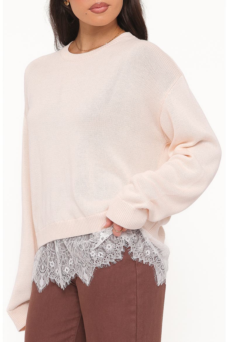 Mabel Lace Trim Sweater, Alternate, color, CREAM WHITE