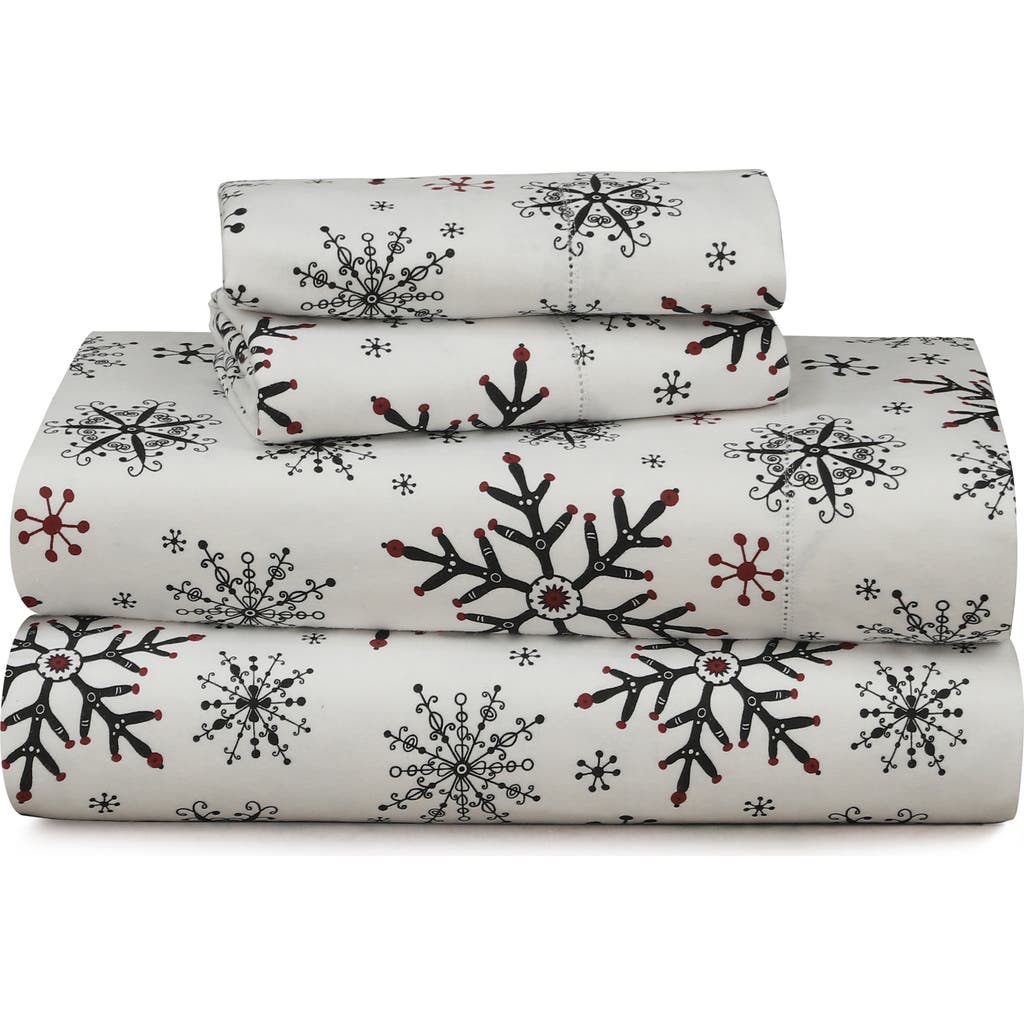 Azores Home Let It Snow Cotton Flannel Sheet Set In Neutral