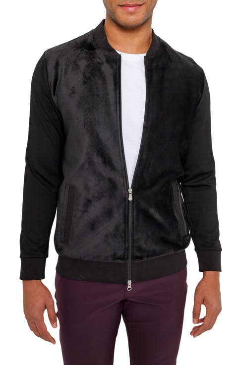 Aragon Velvet Quilted Bomber Sweatshirt