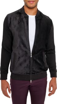 PinoPorte Aragon Velvet Quilted Bomber Sweatshirt
