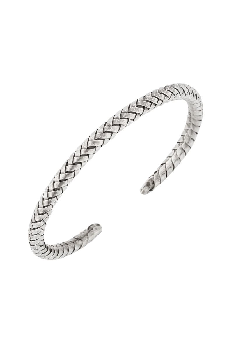 Braided Sterling Silver Cuff Bracelet, Alternate, color, SILVER