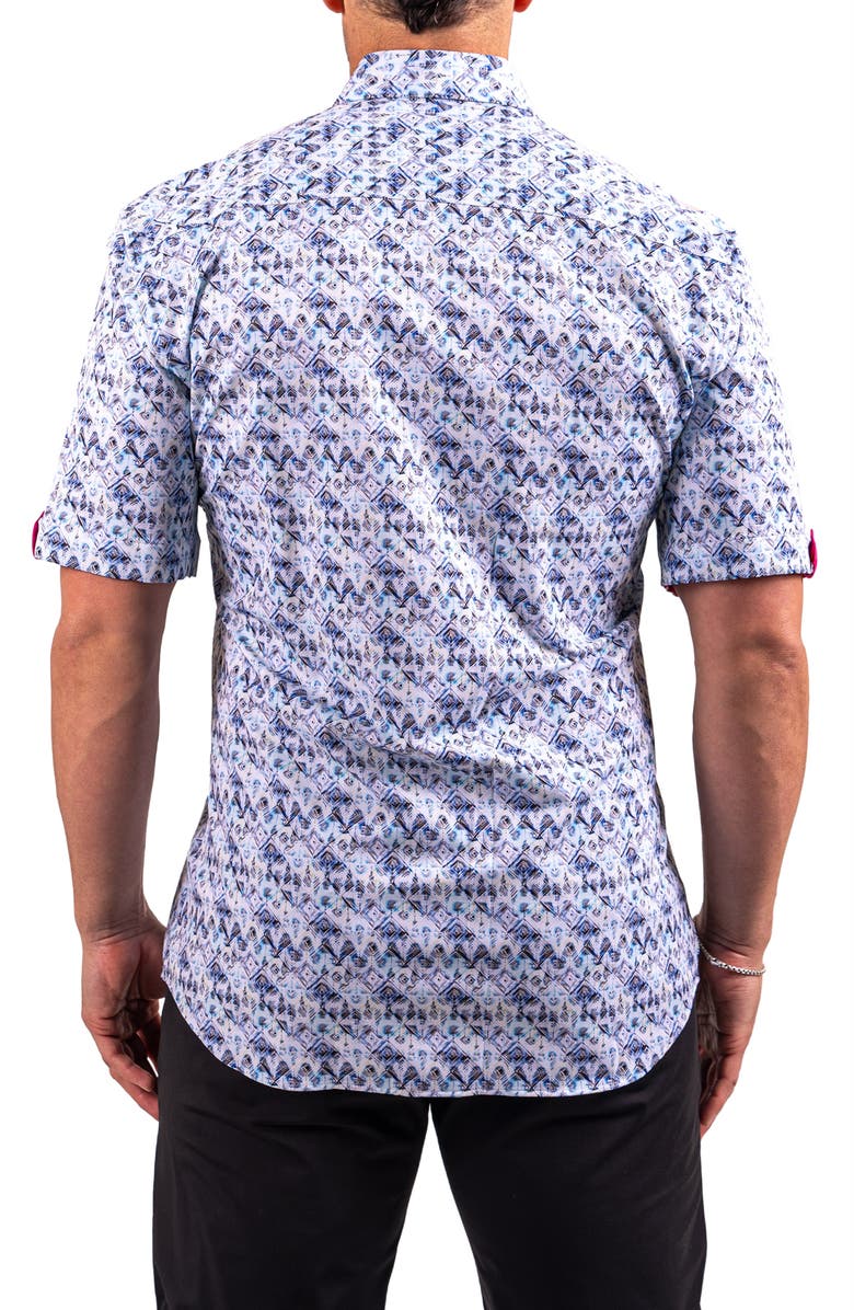 Maceoo Galileo Resistance Geo Print Short Sleeve Button-Up Shirt, Alternate, color,