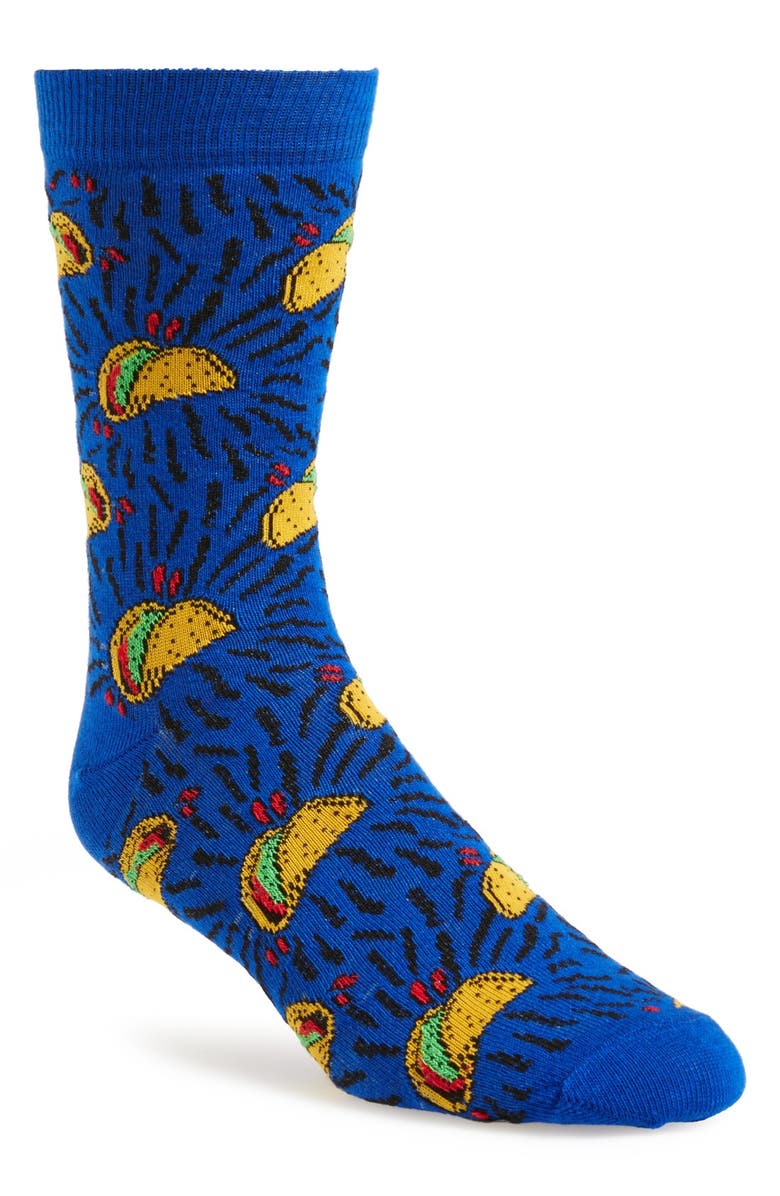 Topman Blue Taco Pattern Socks, Main, color,