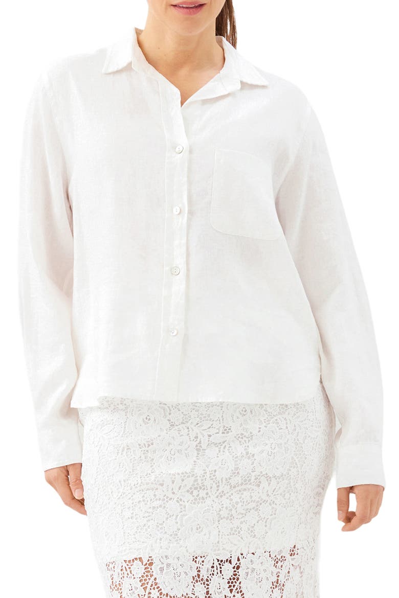 Linen Button-Up Shirt, Main, color, OFF WHITE