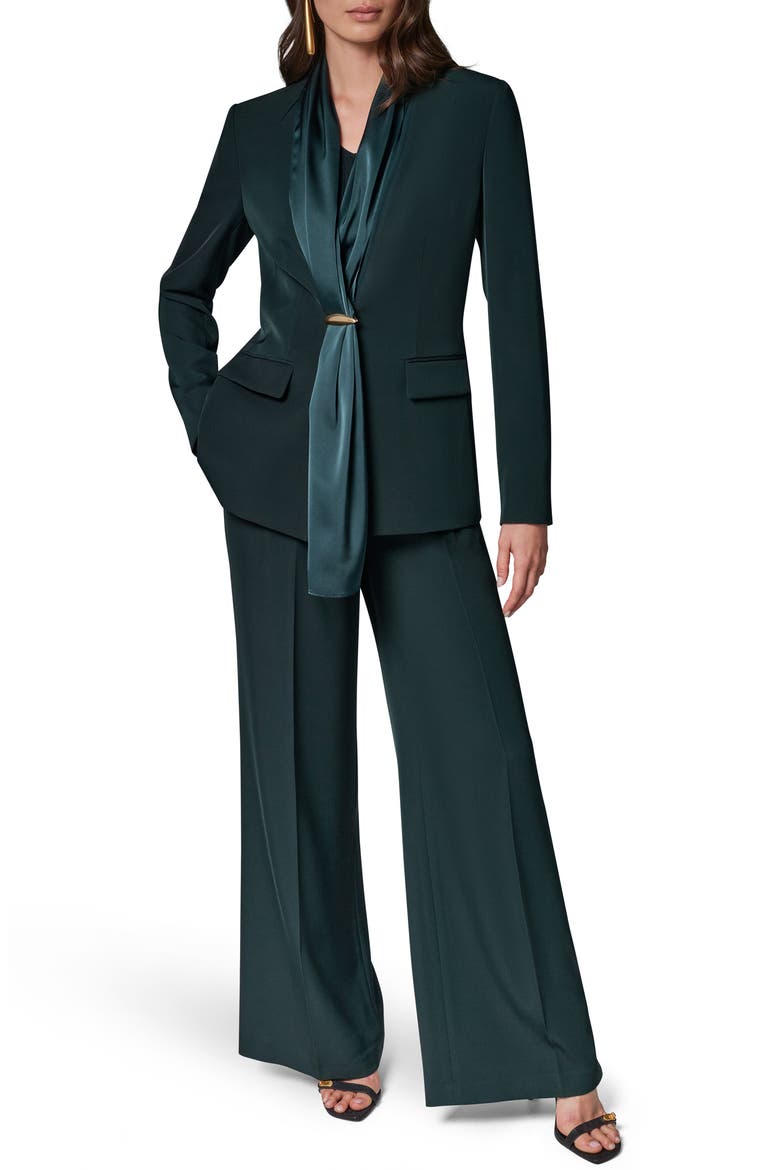 Drape Neck Fitted Blazer, Alternate, color, BLK FOREST