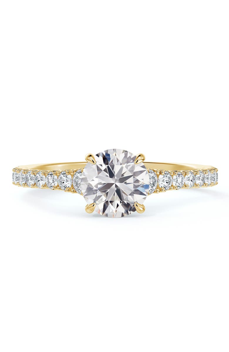 De Beers Forevermark Icon<sup>™</sup> Setting Round Diamond Engagement Ring with Diamond Band, Alternate, color, 