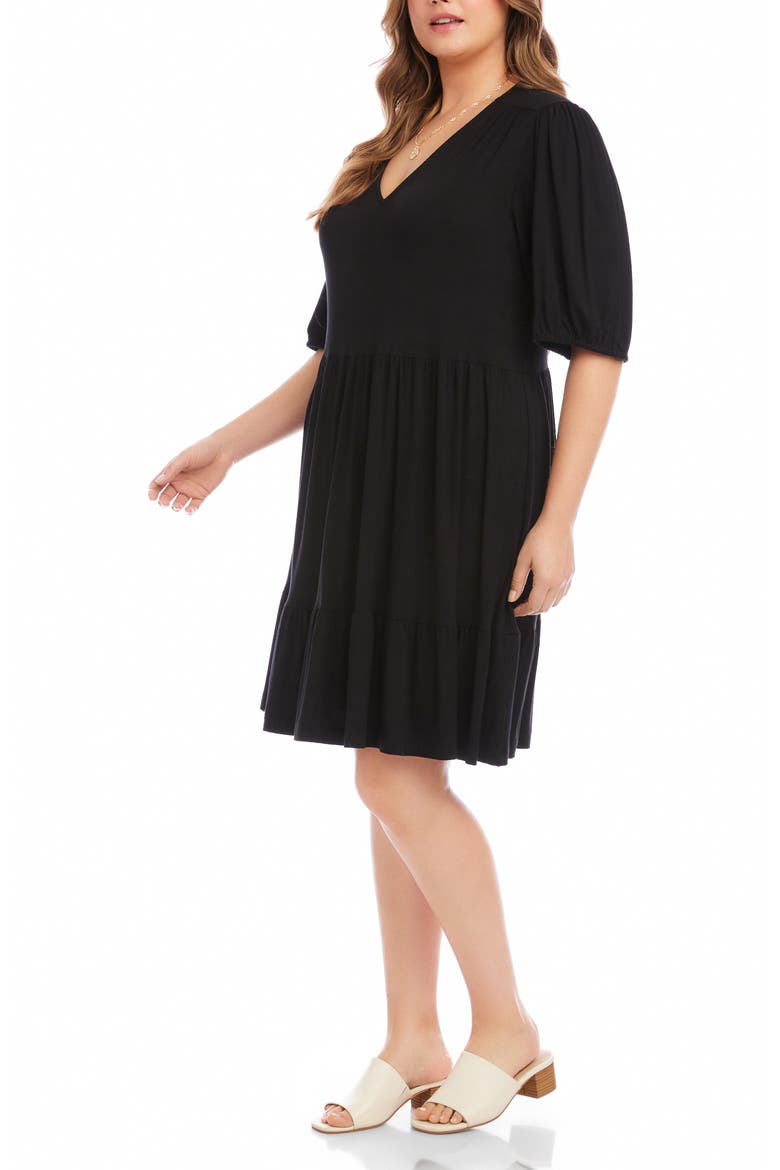 Puff Sleeve Tiered Dress, Alternate, color, BLACK