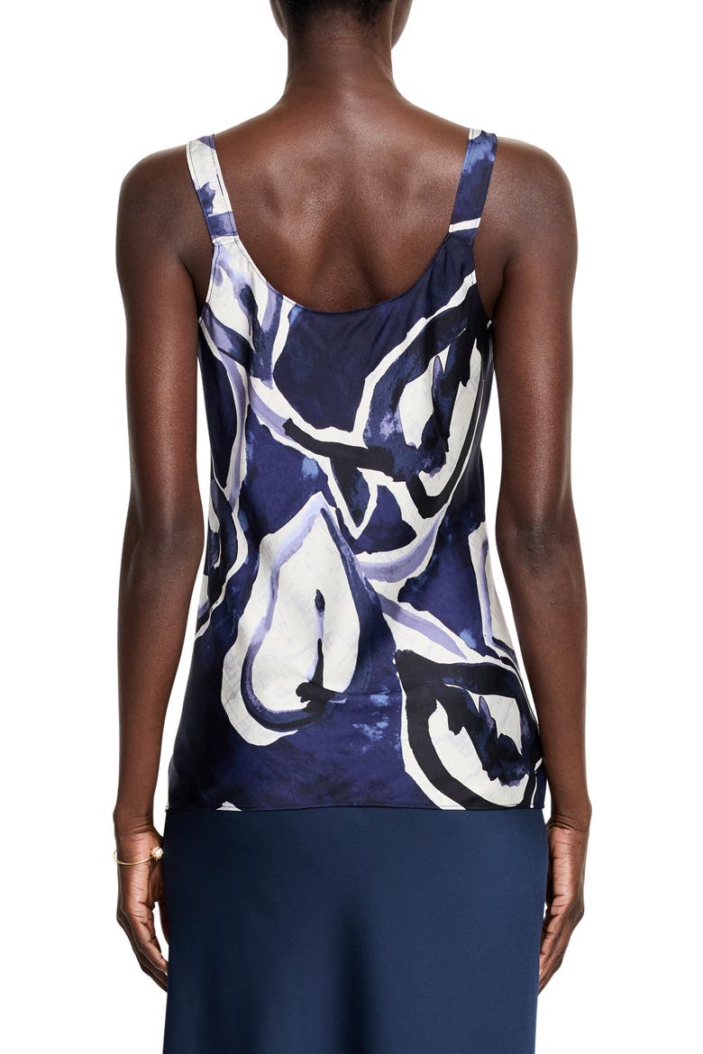 Watercolor Vines Scoop Neck Crepe Tank Top, Alternate, color, INDIGO MULTI