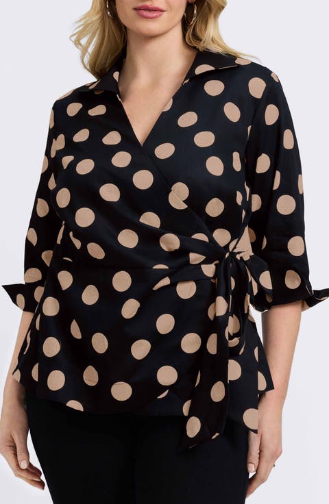 Salina Polka Dot Cotton Wrap Top