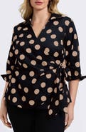Foxcroft Salina Polka Dot Cotton Wrap Top