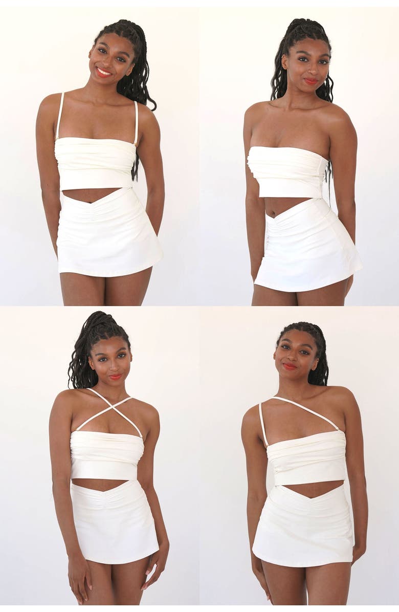 nuaje nuaje Isabelle Ruched Bikini Tube Top, Alternate, color, Black And White