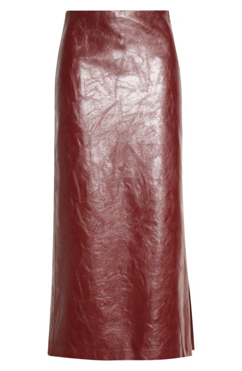 Maeve Faux Leather Midi Skirt