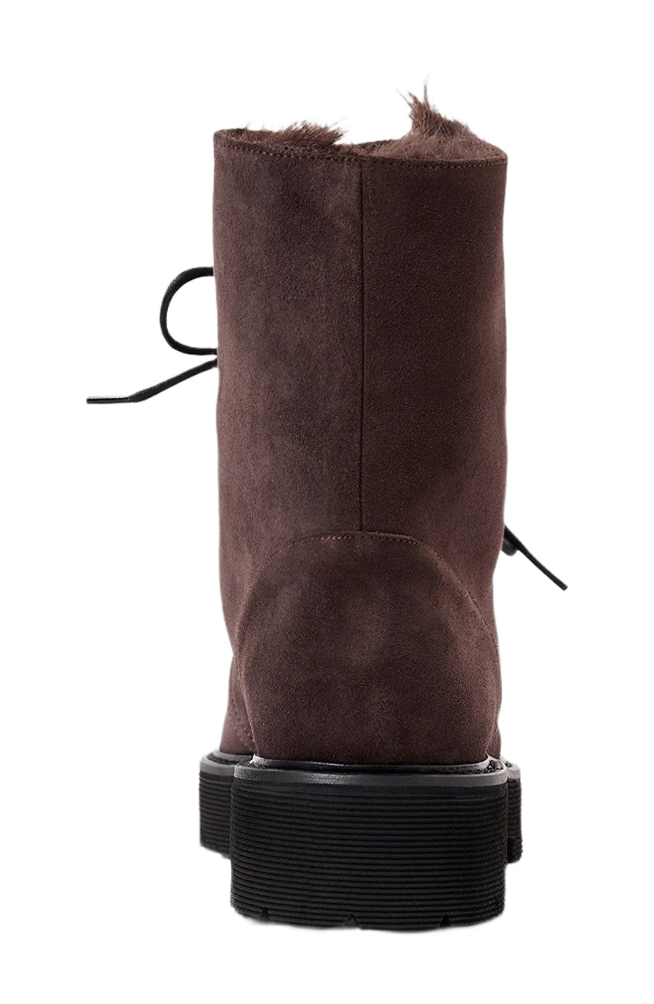 Eva Faux Shearling Cuff Weatherproof Hiker Boot, Alternate, color, ANTHRACITE SUEDE