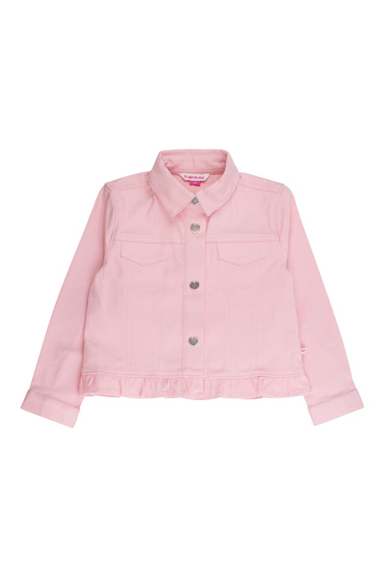 Ruffle Hem Denim Jacket, Main, color, PINK