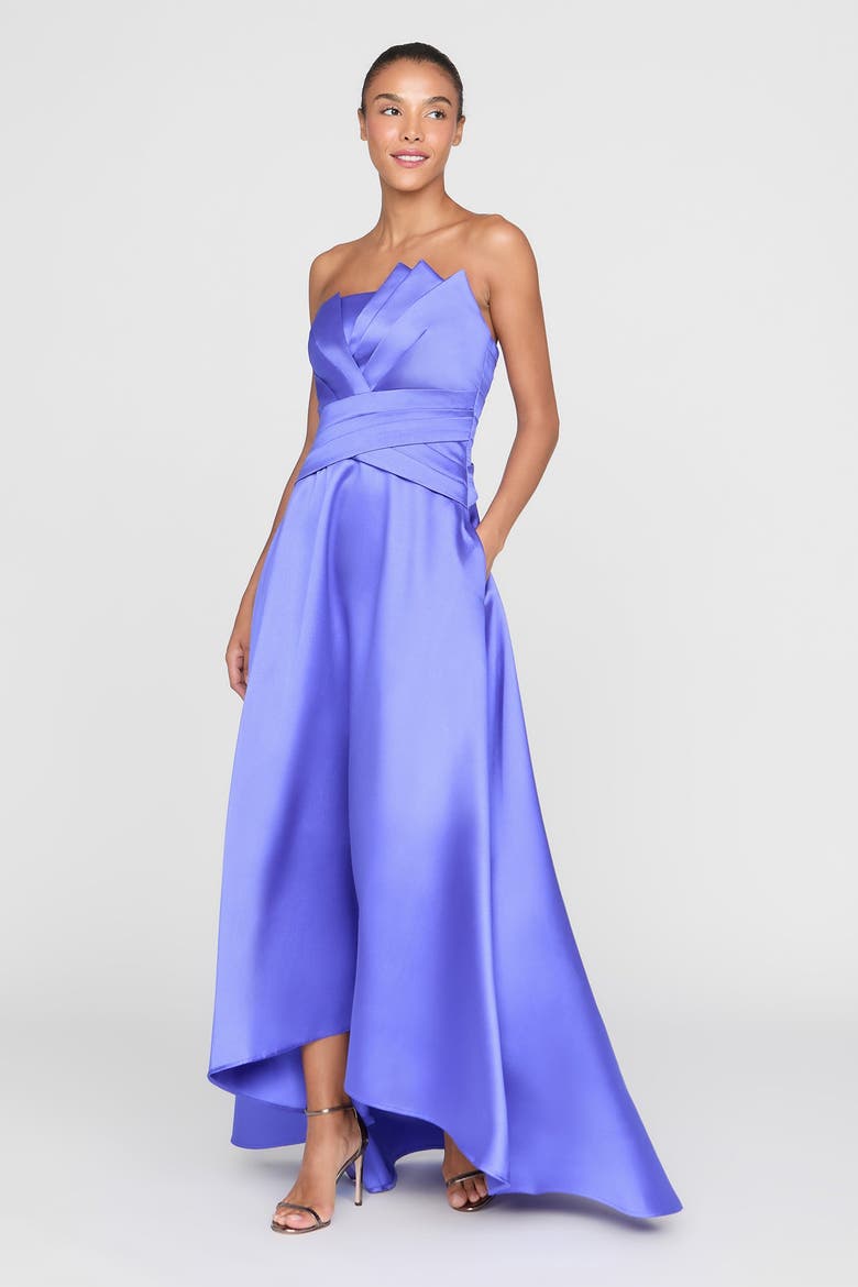 Coco High Low Mikado Gown, Alternate, color, Iris Bloom