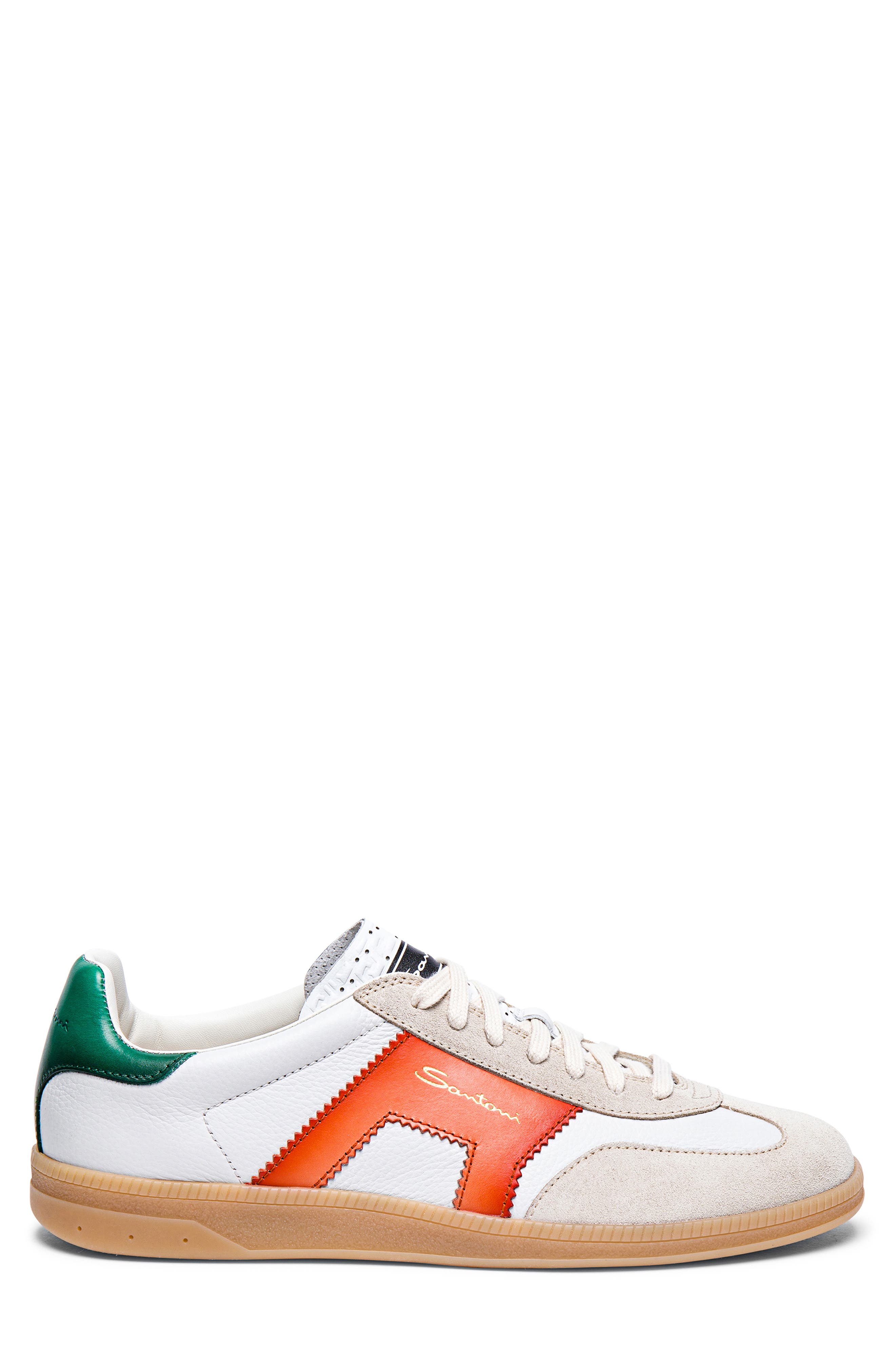 Santoni Olympic Low Top Sneaker, Alternate, color, White Orange Green