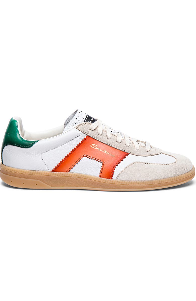 Santoni Olympic Low Top Sneaker, Alternate, color, White Orange Green